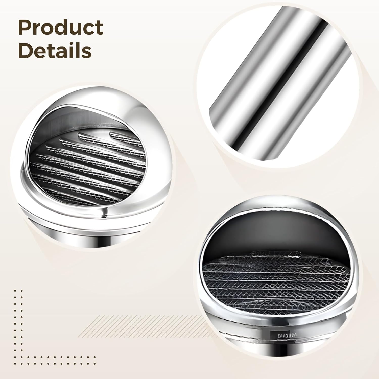 Stainless Steel Soffit Vents of 3 Inch, Wall Vent Grill with Half-Round Design, 150 Mm Length, Luxury Vent Covers with Smooth Polished Exterior for Home Ceiling and Wall