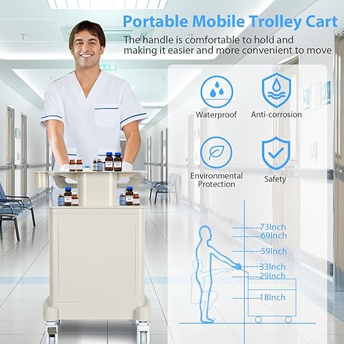 Miniatura 4 de Carrito móvil de ultrasonido con 3 cajones, escáner de imágenes por ultrasonido, carrito de almacenamiento de belleza médica, carritos médicos para