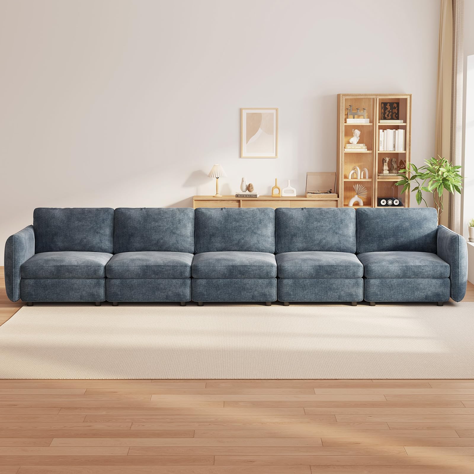 Guyii Large 5-Piece Sofa, Modern 5 Seat Couch with Deep Cushions, 5-Seater Convertible Sofa for Living Room, Home Office, 147.63" L