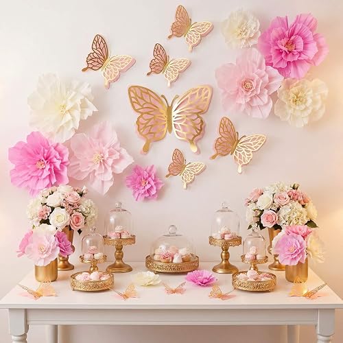 Honoson 22 Pcs 3 Sizes Large Butterfly Party Decorations 3D