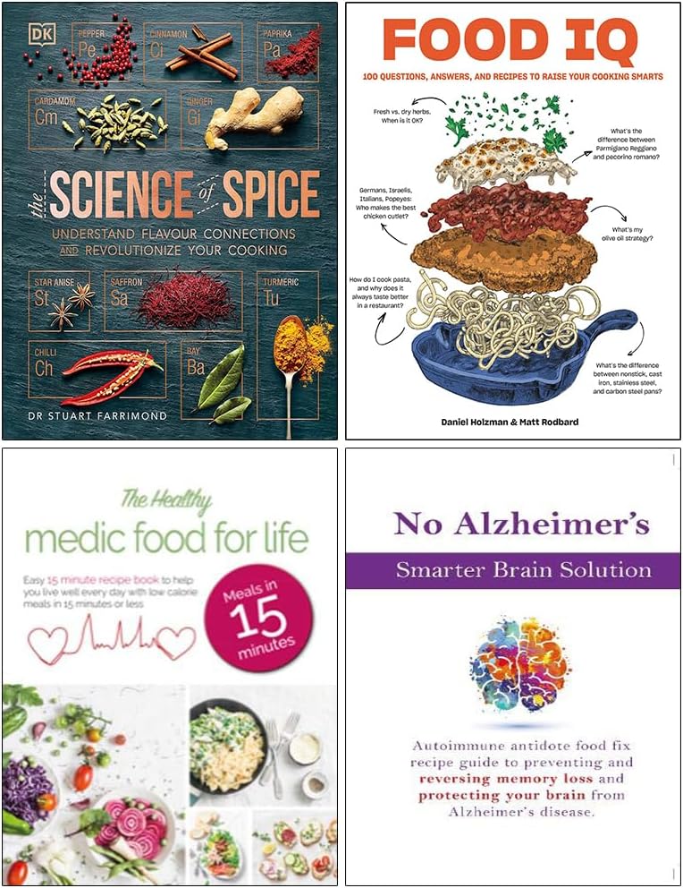 The Science of Spice [Hardcover], Food IQ [Hardcover], The Healthy Medic Food For Life & No Alzheimer's Smarter Brain Keto Solution 4 Books Collection Set