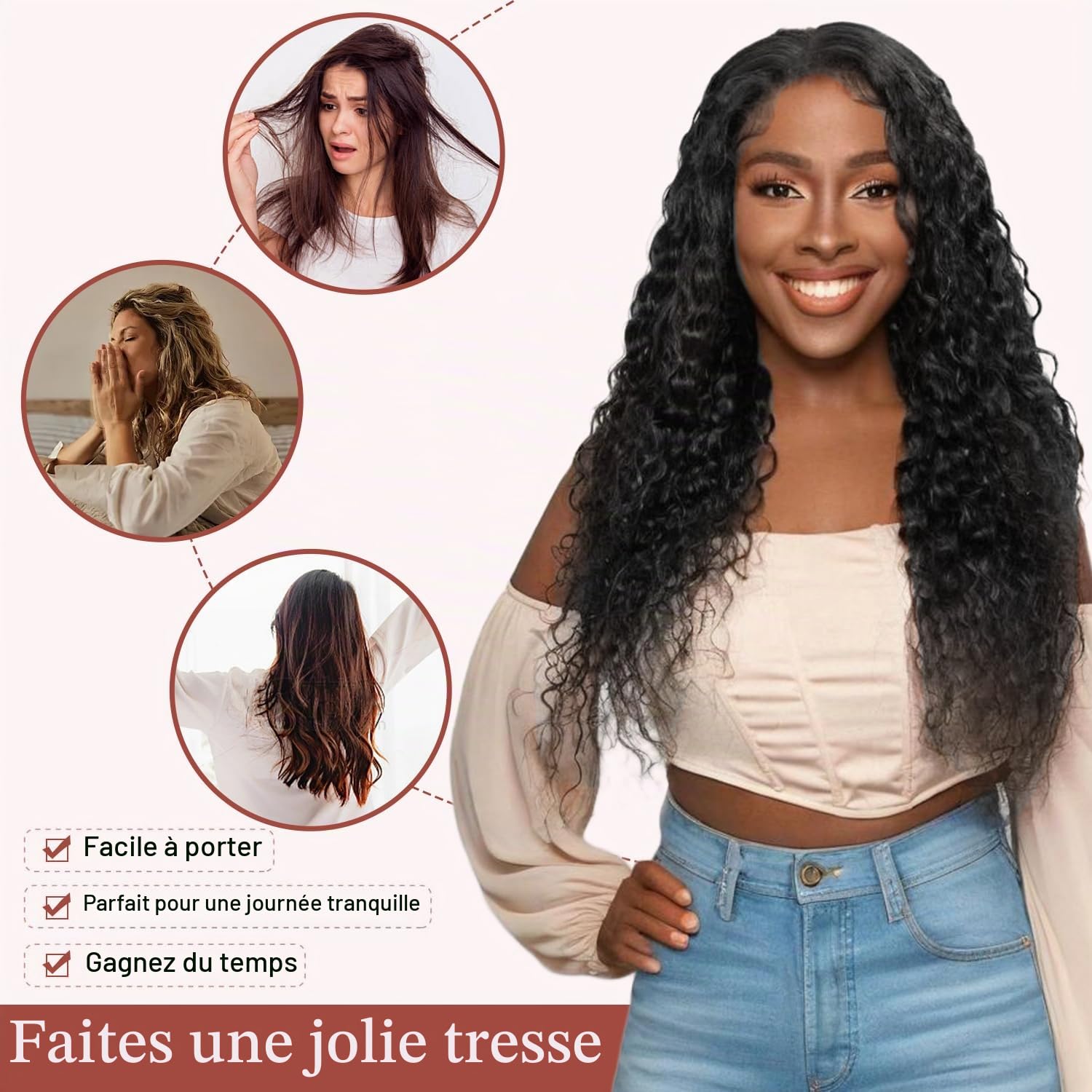 Postiche afro bouclé à clip fibre douce et résistante, confort longue durée, parfait pour look unique au quotidien, événements culturels, fêtes et concerts en plein air(Noir-1b)