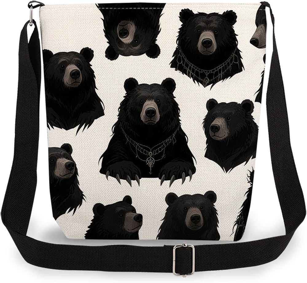 Gothic Black Bear Double-sided Printed Messenger Bag — 사진 1