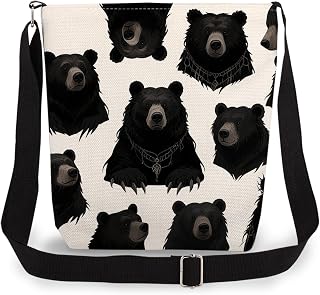 Gothic Black Bear Double-sided Printed Messenger Bag