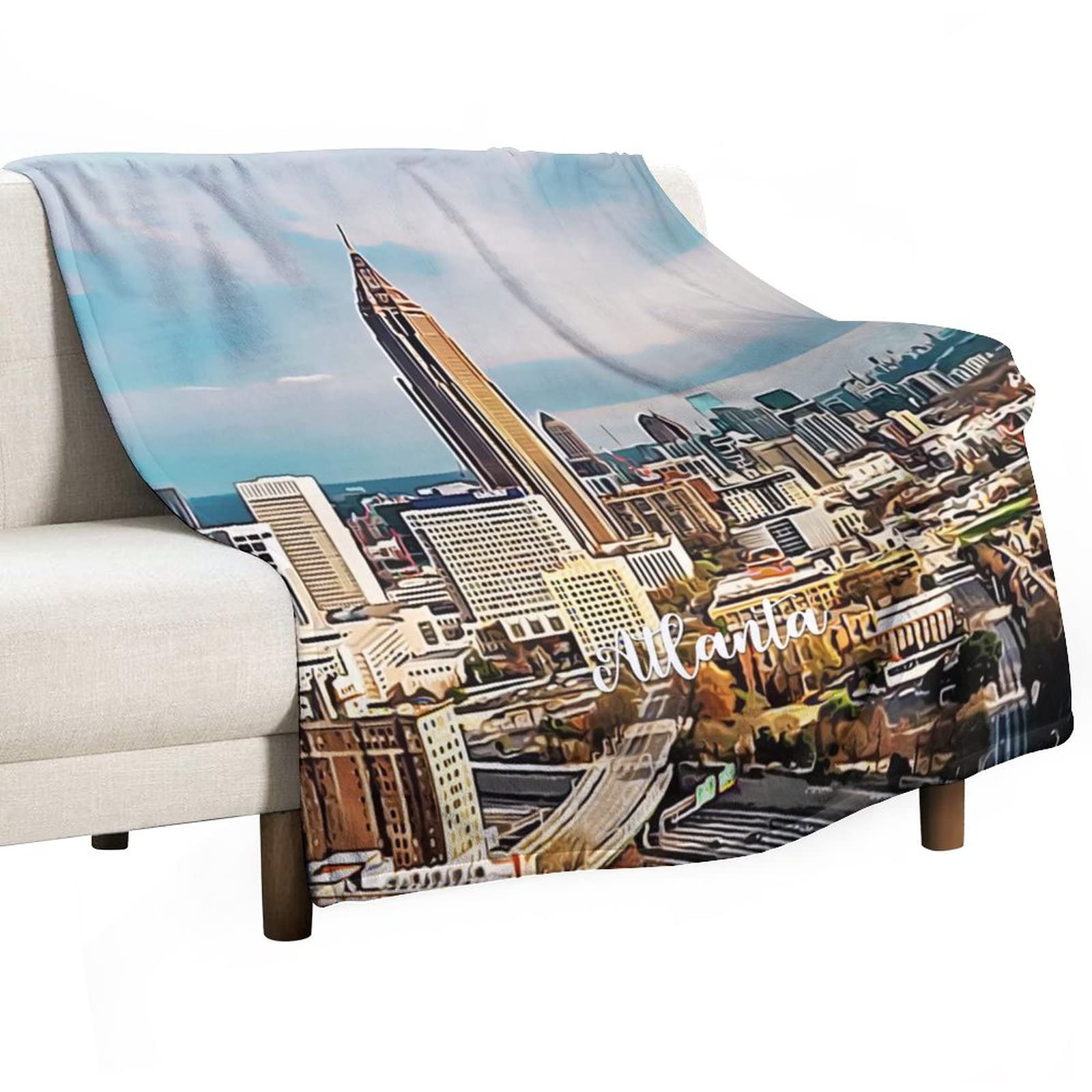 Couverture polaire cadeau originale motif Atlanta plaid chaud adulte