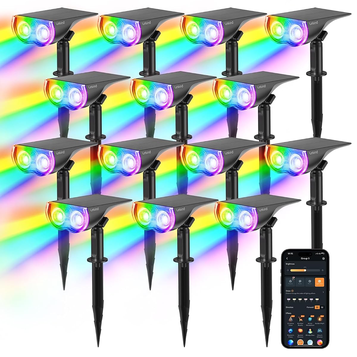 Linkind Solar Spot Lights, Color Changing, Waterproof, 14 Pack, Model