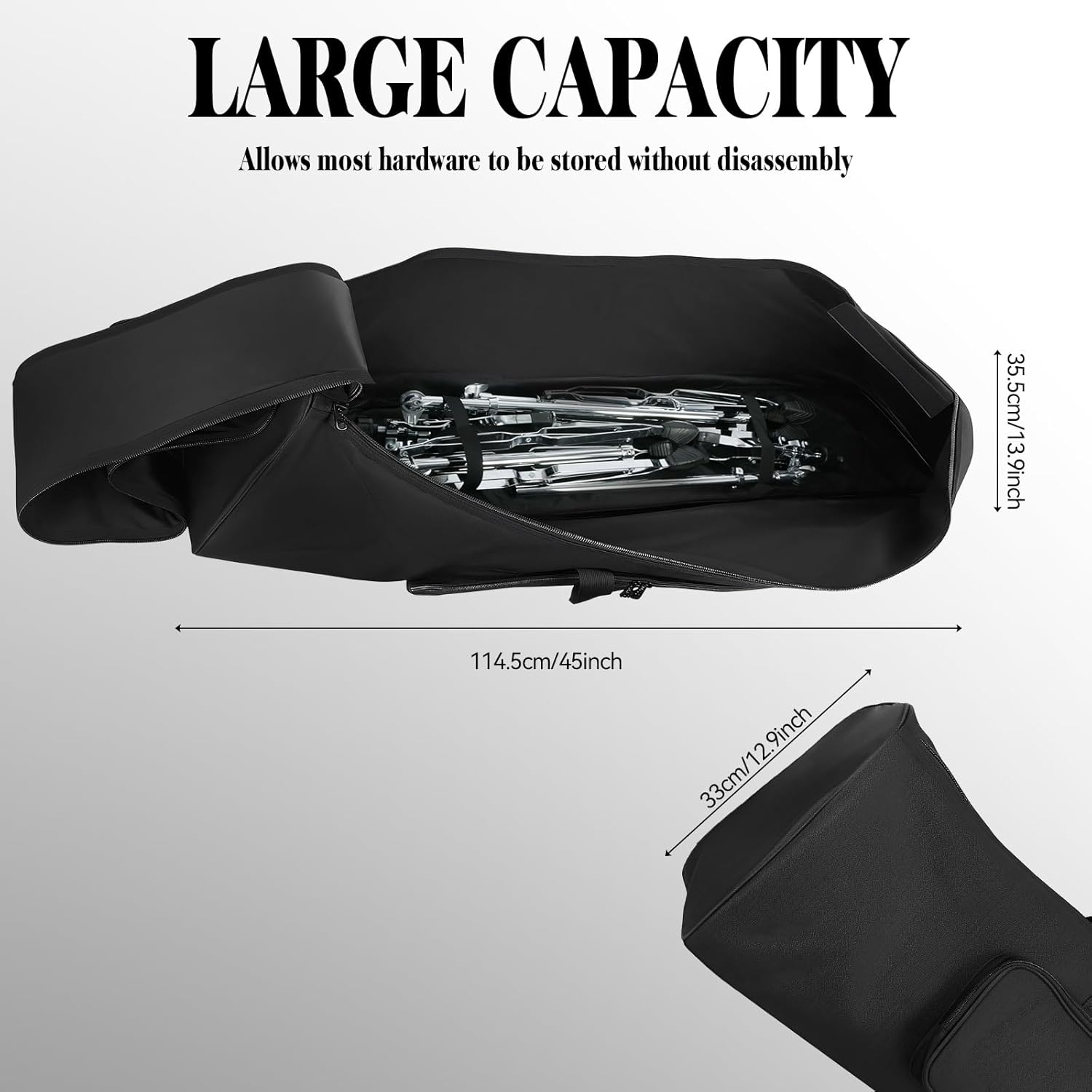 EASTROCK Extra-Long Drum Hardware Bag, Heavy-Duty Drum Hardware Case for Cymbal Stands, Snare Stands, Pedals & Drum Accessories, Large Capacity Percussion Stand Bag