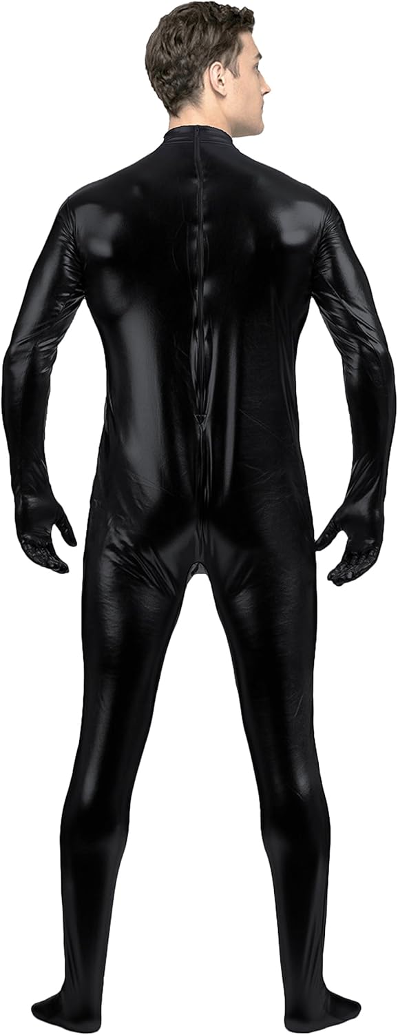 Aniler Men's and Women's Shiny Metallic Unitard Zentai Zipper Stretchy Costume Bodysuit - Image 3