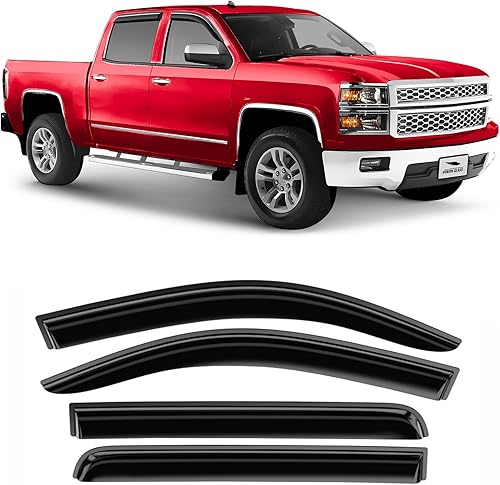 Miniatura 9 de Voron Glass Protectores de lluvia extra duraderos con cinta adhesiva para camiones, Dodge RAM 2009-2018, deflectores de ventana, viseras de ventana