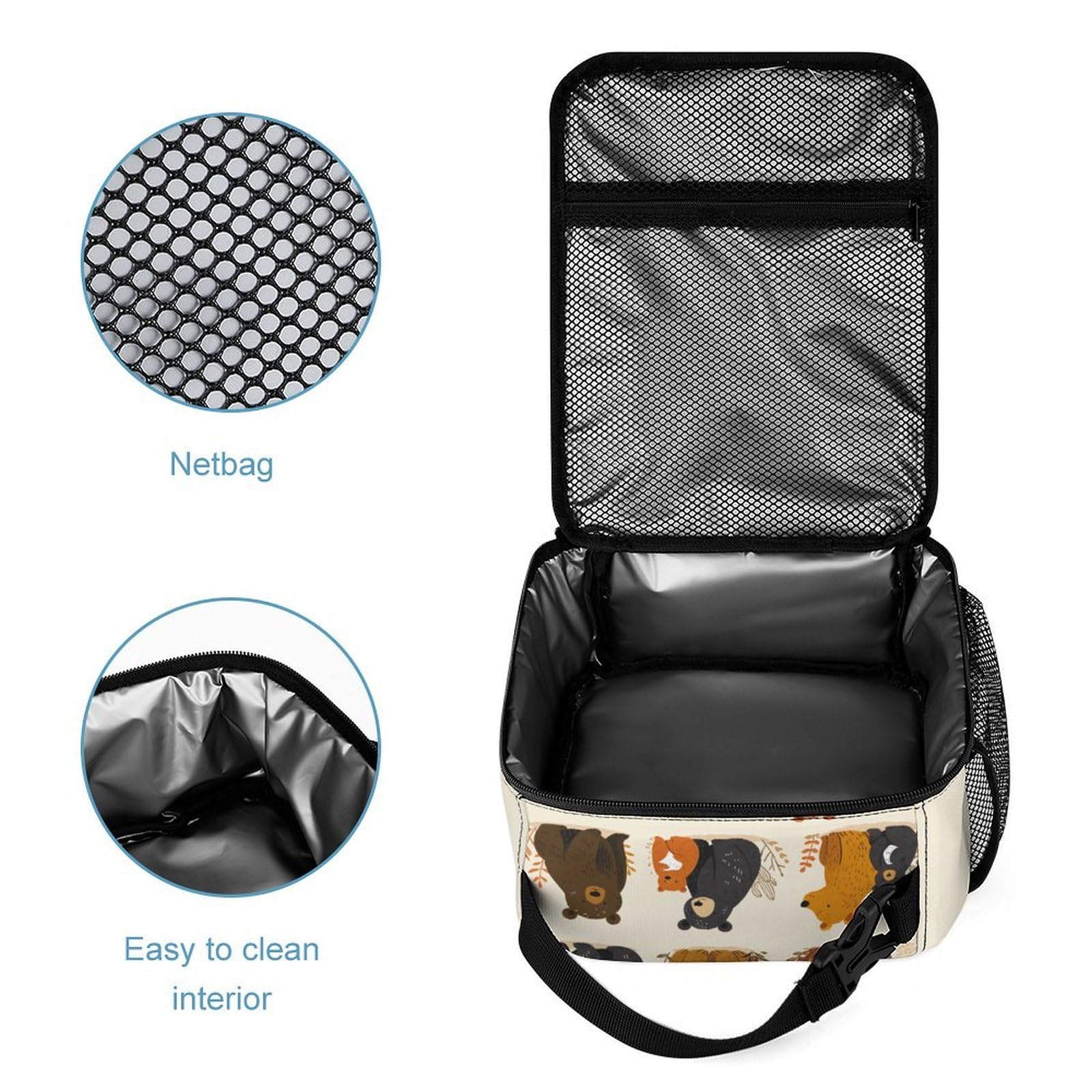 Mochila Infantil Oso para Niños 3 Piezas con Lonchera y Estuche, Mochila Escolar Estampado de Animales Niña 6-10 Años, Regalo de Cumpleaños para Escuela
