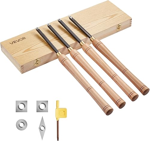 Miniatura 19 de VEVOR Juego de cinceles de torno de madera, 3 herramientas de torneado para carpintería, incluye hojas cuadradas redondas, de carburo de diamante