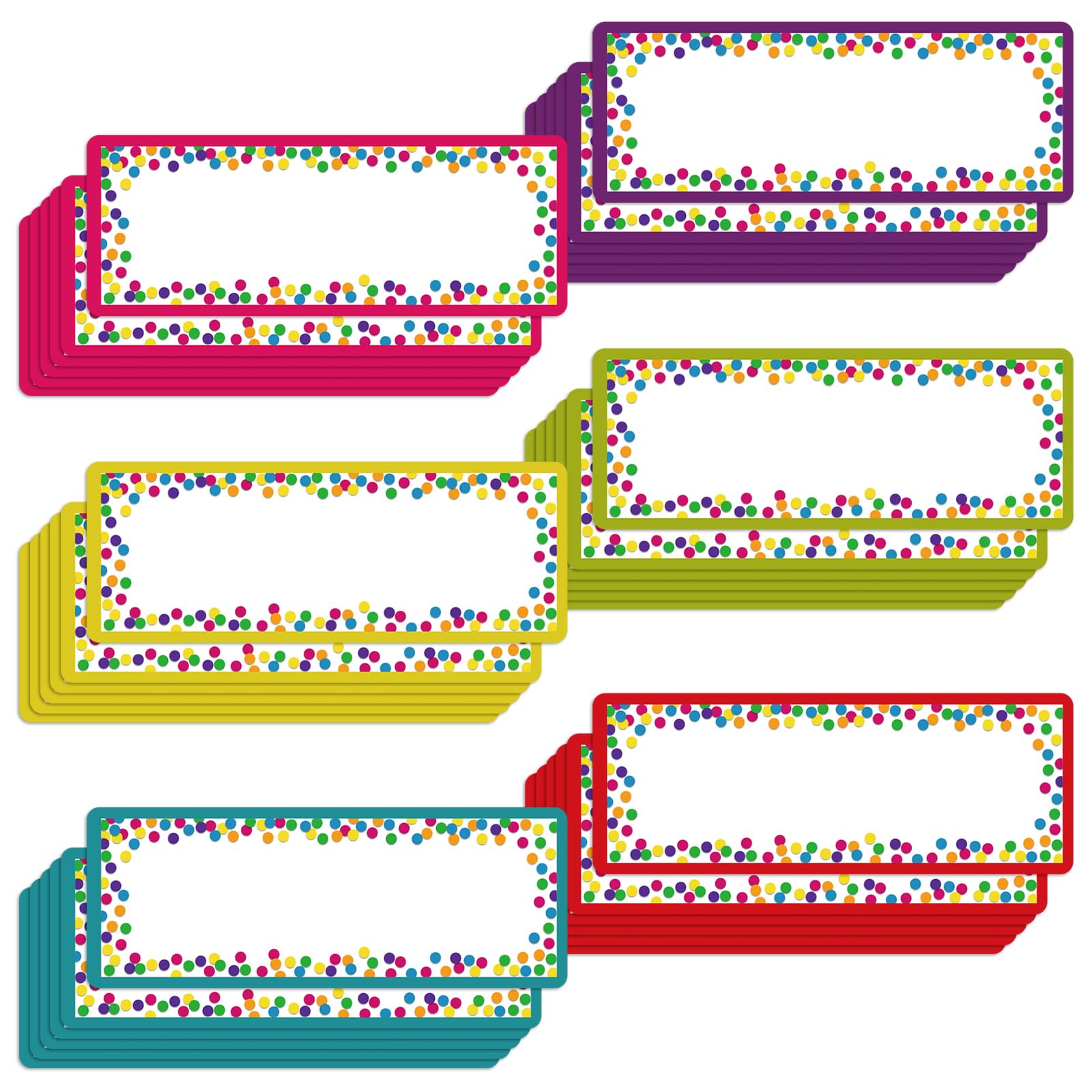 Whaline 42Pcs Magnetic Dry Erase Labels Confetti Dots Design Name Plates Colorful Writable Magnetic Name Tags for Back to School Classroom Whiteboard