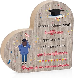 Cadeau Encouragement Cadeau Reussite Examen Inspirant Décoration Planche en Bois en Forme de Coeur Balancier Reussite Bac Graduation Félicitations Bac Cadeaux Meilleure Amie Cadeaux Noel Femme