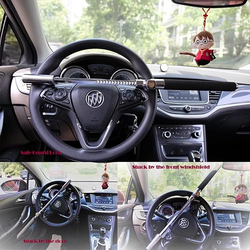 Miniatura 2 de Bloqueo antirrobo para volante, barra de bloqueo de volante resistente, abrazadera de longitud ajustable para automóviles universales con martillo