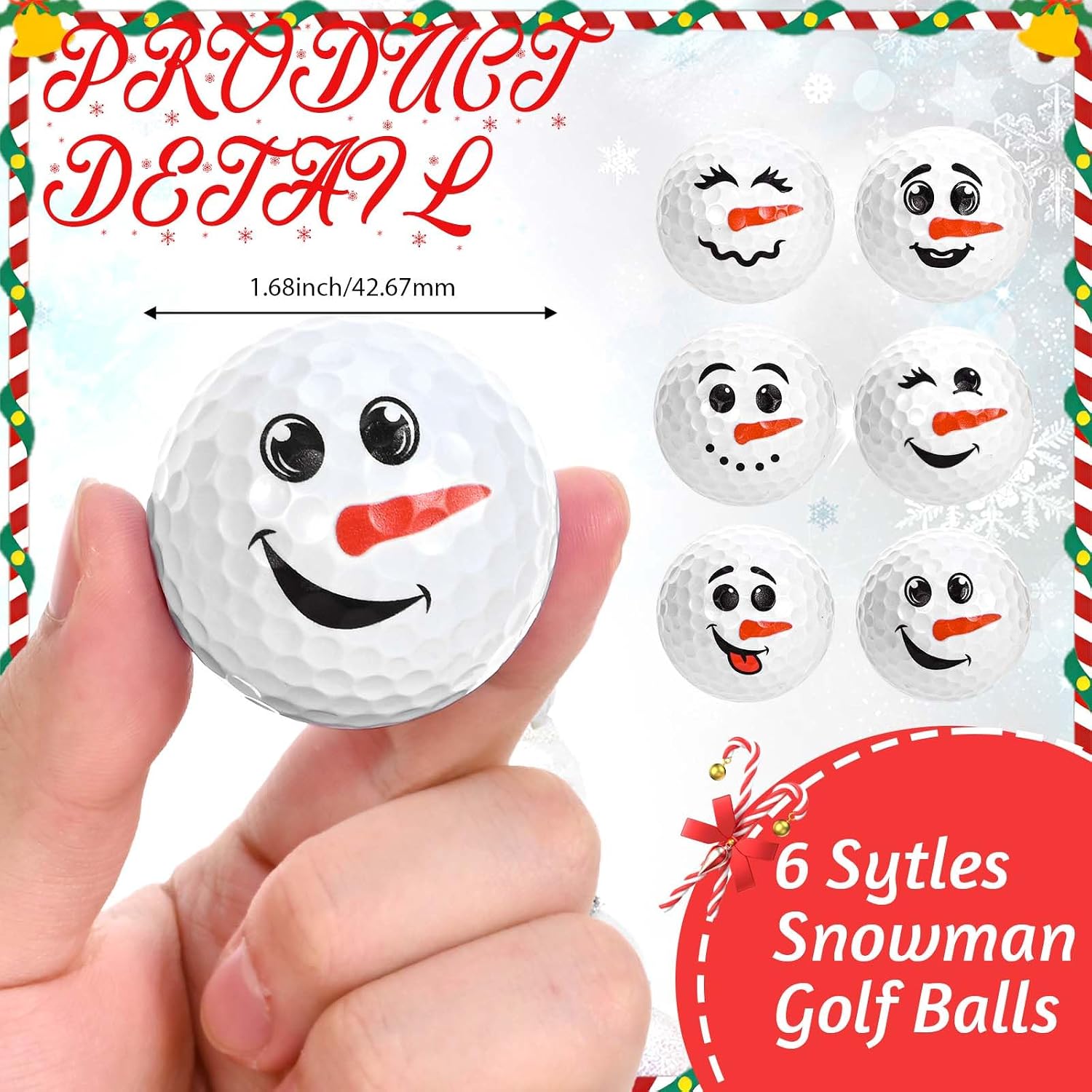 Christmas Golf Ball Gifts Set of 6 White Funny Snowman Golf Balls with Box for Golfer Men Birthdays Golfing Lovers Christmas Winter Outdoor Sports New Years Gifts Supplies