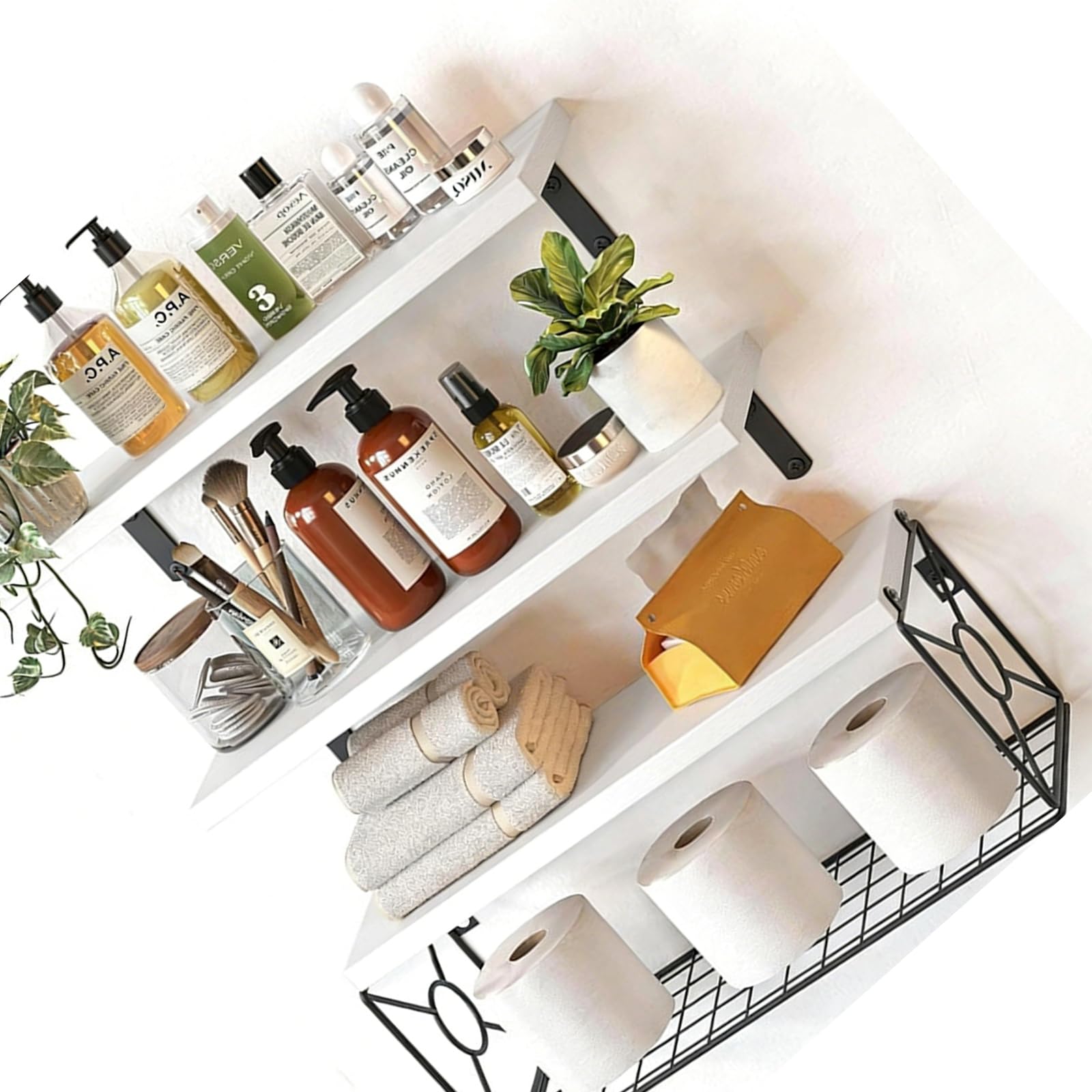 NVOQILIN Floating Shelf Set with Easy Installation for Wall Mounting in Bathroom or Bedroom Displaying Wood Designs Space Saving Shelf