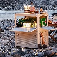 Vista 4 de Contenedores de almacenamiento plegables con tapas de madera, caja de almacenamiento plegable de plástico con tabla de cortar, contenedor portátil