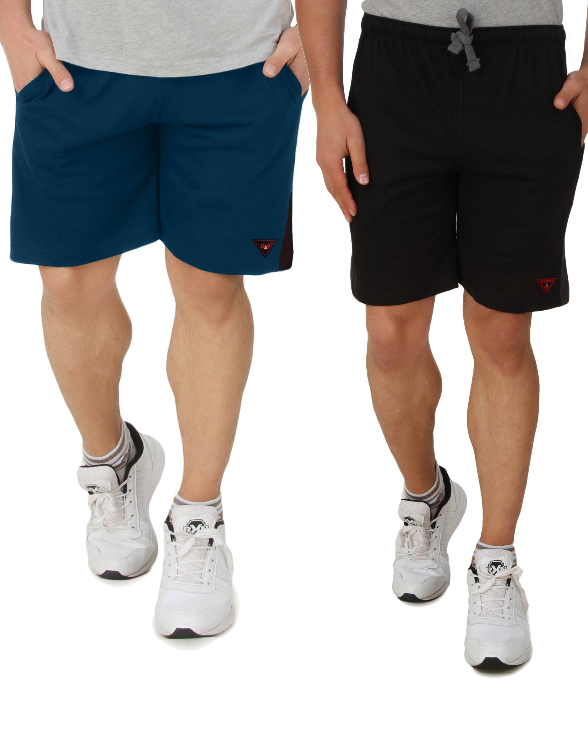 Men Shorts Black Airforce Blue | Premium Cotton Casual Sport Athleisure Wear |Pack of 2-image-11