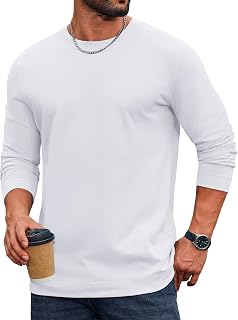 COOFANDY Mens Long Sleeve Tee Shirts Cotton Casual Basic T‑Shirts