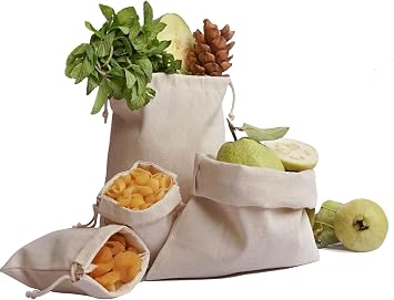 Premium Cotton Canvas Muslin Bag. Double Drawstring. Reusable Natural Eco Friendly Muslin Storage Bags. Pack of 25 3 x 5 Inches