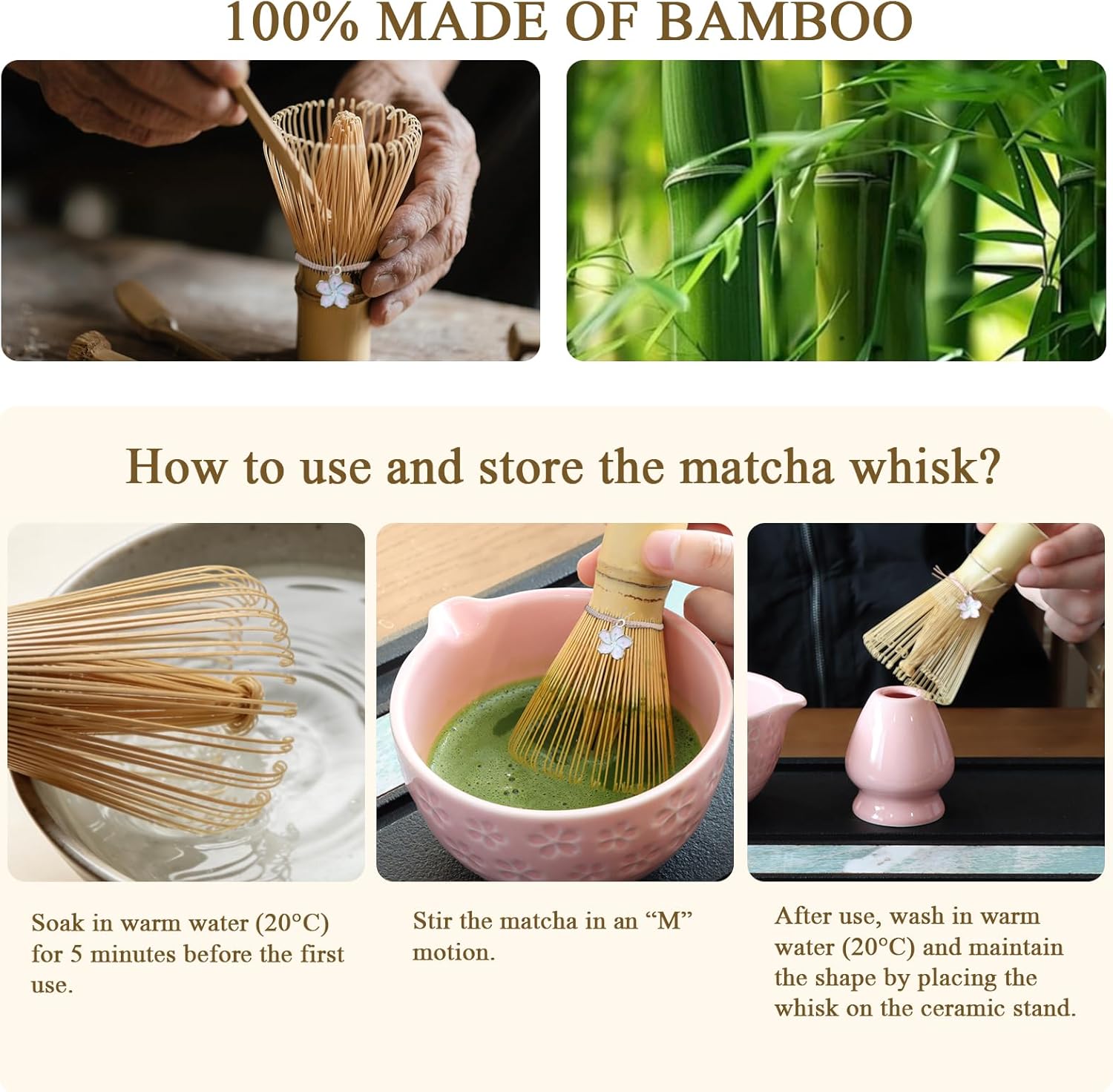 Matcha Whisk Set, Complete 7-in-1 Matcha Set Includes Matcha Bowl, Bamboo Whisk (100+ Prongs) & Holder, Bamboo Scoop & Rest, Stainless Sifter, Tea Towel, Ideal Matcha Kit for Making Matcha (pink)