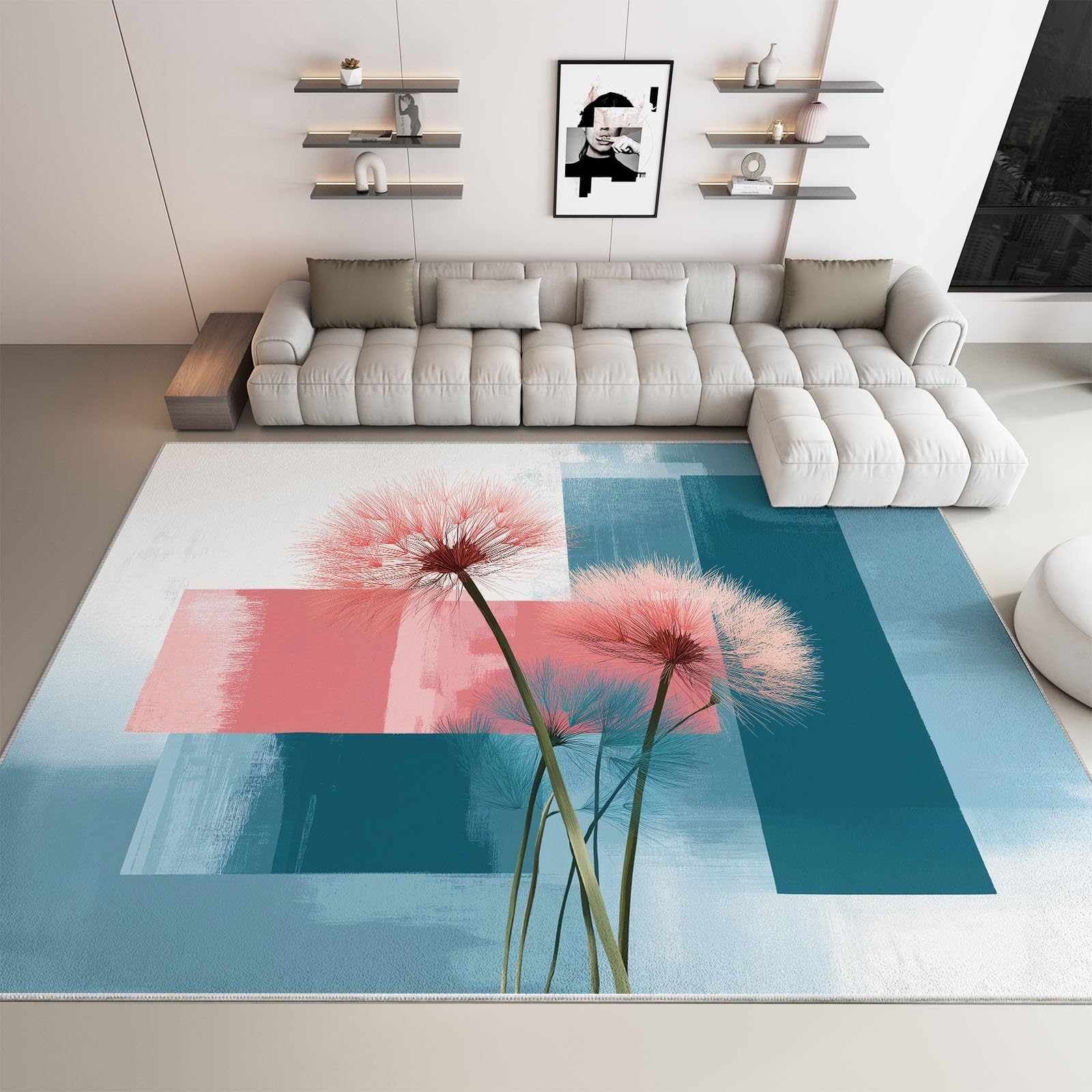 Tapis de chambre pissenlit géométrique lavable et non glissant 180x240