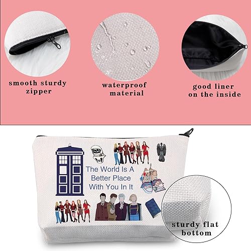 Miniatura 5 de Bolsa de cosméticos Dr Who para programas de televisión, bolsa de maquillaje inspirada en la película, el mundo es un lugar mejor, Beige