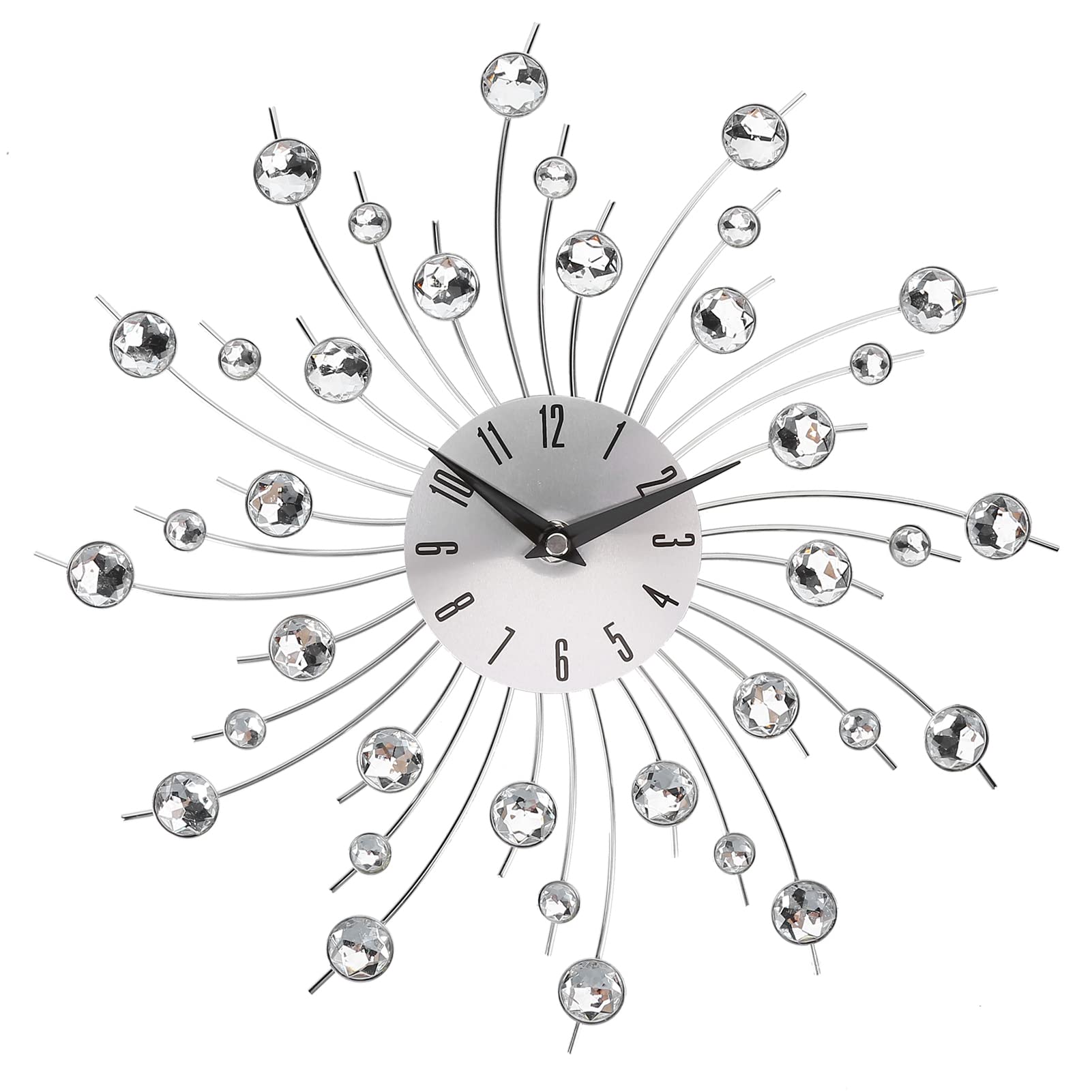 Horloge murale vintage en fer forgé 33 cm pendule silencieuse métal salon noire