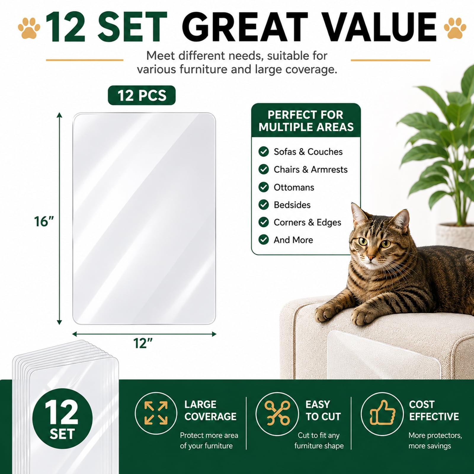 Protector de muebles contra arañazos de gatos, protector de esquina de sofá para gatos, disuasorio de arañazos de gatos para cinta de muebles, protectores de muebles contra arañazos de gatos,