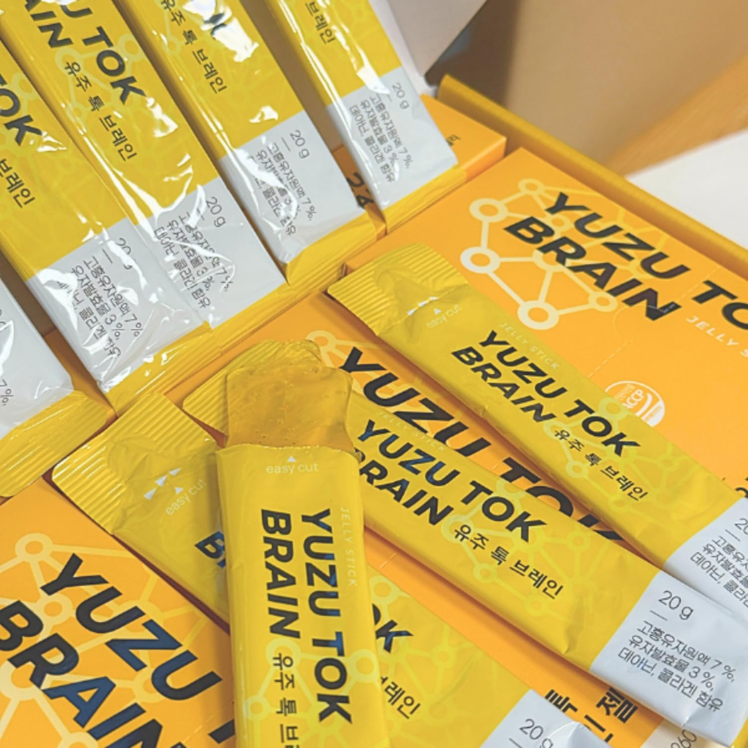 YUZUTALK Yuza Collagen Jelly | Koreanischer Beauty Jelly mit Kollagen & Vitamin C | Erfrischender Gelee-Snack | Beauty-Snack für tägliche Vitalität (3 Boxes (30 Sticks), Yuzu (Zitron))