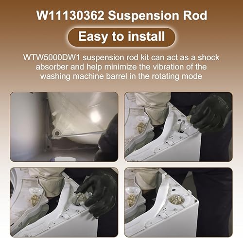 Miniatura 8 de W11130362 MVWX655DW1 SWTW5000DW2 WTW5000DW3 WTW5000DW1 Kit de varilla de suspensión para lavadora Whirlpool Maytag Kenmore Crosley MVWC565FW2