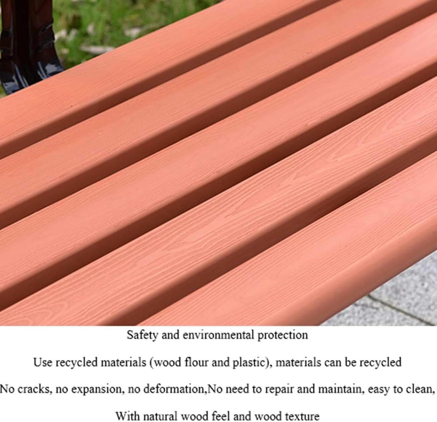 Outdoor Garden Bench,Courtyard Garden Bench Park Porch Chair, Cast Aluminum Frame Hardwood Furniture Outdoor Three seat Bench, Weather-Resistant Benches for Outdoor pa