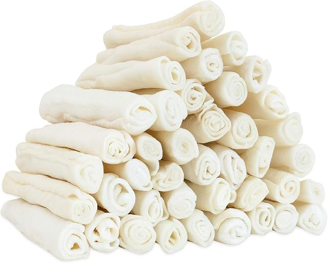 MON2SUN Dog Rawhide Rolls Natural Skinny Retriever Rolls 6.5 Inch for Puppy and Small Dogs