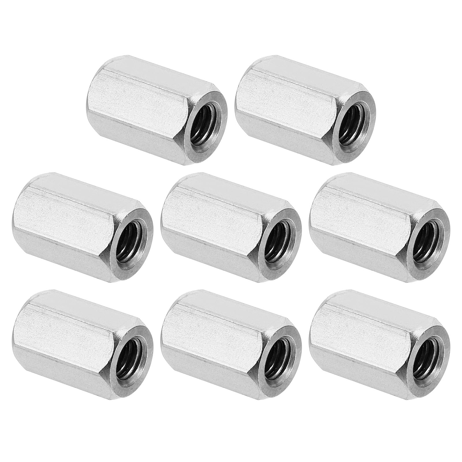 PATIKIL 1/4"-20 UNC 304 Stainless Steel Hex Coupling Nuts, 8Pcs 0.63" Length Fully Threaded Rod Coupling Nut Studding Connector Fasteners, Silver Tone
