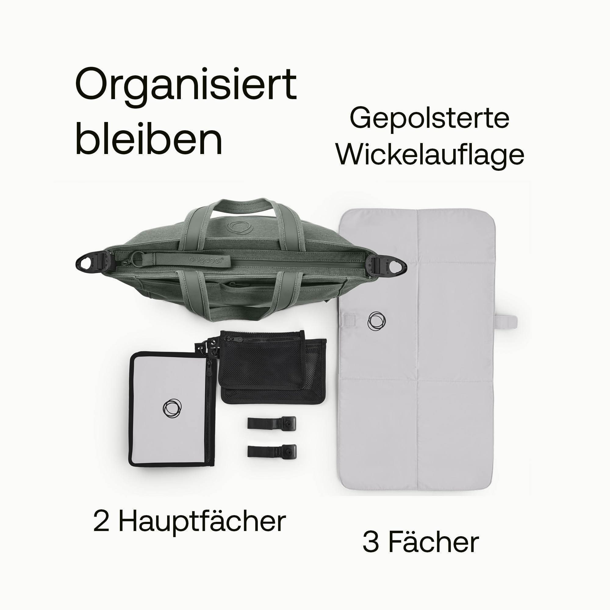 Bugaboo Wickeltasche, modische Wickeltasche, stilvolle funktionale Geldbörse oder Reisetasche, Wickelunterlage und 3 Clutches im Lieferumfang enthalten