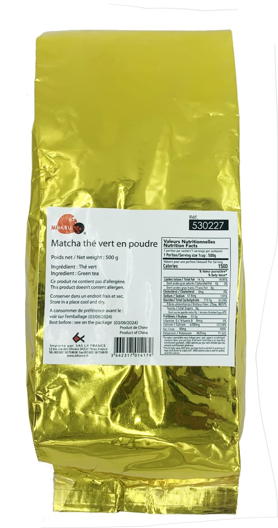 Té Matcha Japonés Polvo de Té Verde 500G/Bolsita - Lote de 1, 2 y 4 Bolsas - Envío Gratis Francia - Envío desde Francia por mi sté Bo Time (1)