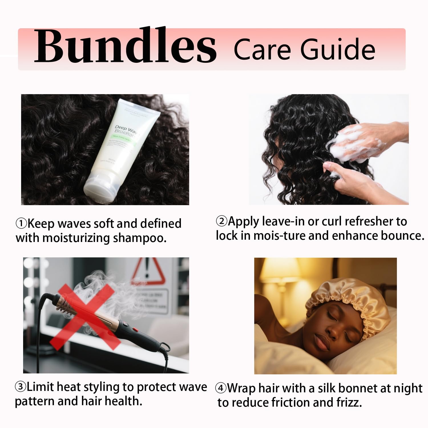 12A Deep Wave Bundles 18 20 22 Inch Deep Wave Human Hair Bundles 100% Unprocessed Brazilian Virgin Wet and Wavy Human Hair 3 Bundles Quick Weave Bundles for Women
