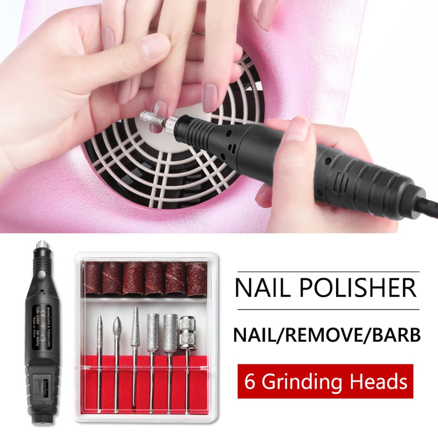 USB Electric Nail Drill, Professional Portable Nail File,YIMART Gel Nails Manicure Pedicure Polishing with 6Pcs Nail Drill Bits Nail Art Tools Kit Nail Drill Machine (Black)