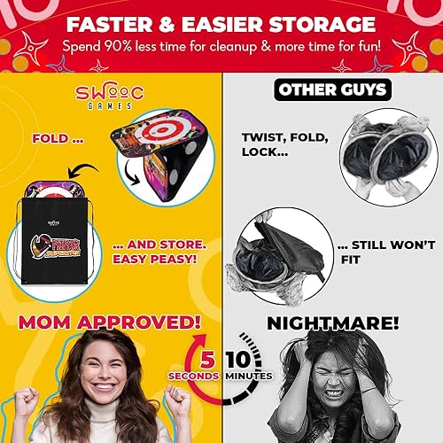Miniatura 5 de SWOOC Juegos - Ninja Superstar  Juegos de Corn Hole 2 en 1 para niños  Configuración de 5 segundos  Juguetes Ninja para niños  Juego de lanzamiento
