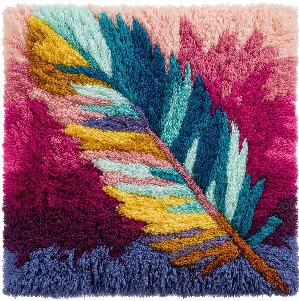 FWRTYCB DIY Latch Pillow Case Kits Feather Crochet Cushion Cover