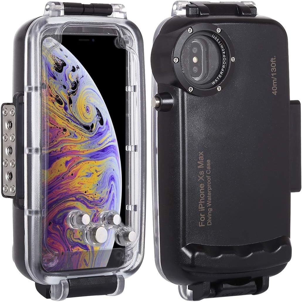 Haweel for iPhone Xs Max Underwater Housing Professional [40m/130ft] Diving Case for Diving Surfing Swimming Snorkeling Photo Video with Lanyard (iPhone Xs Max, Black)