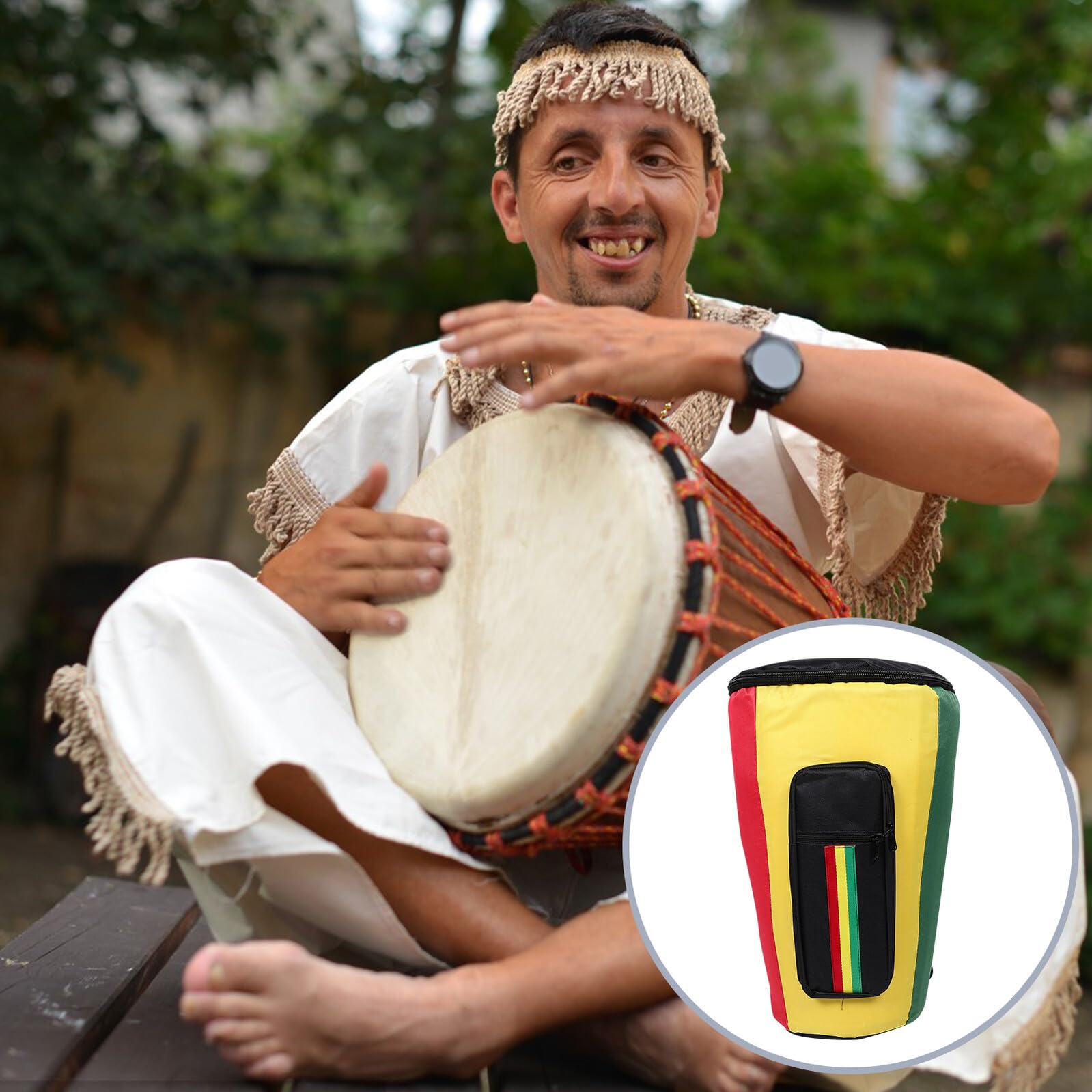 GALPADA Bolsa para Djembé Acolchada de 10 Pulgadas, Mochila para Instrumentos de Percusión con Correas Dobles, Tela Engrosada Resistente al Agua para Transporte y Protección