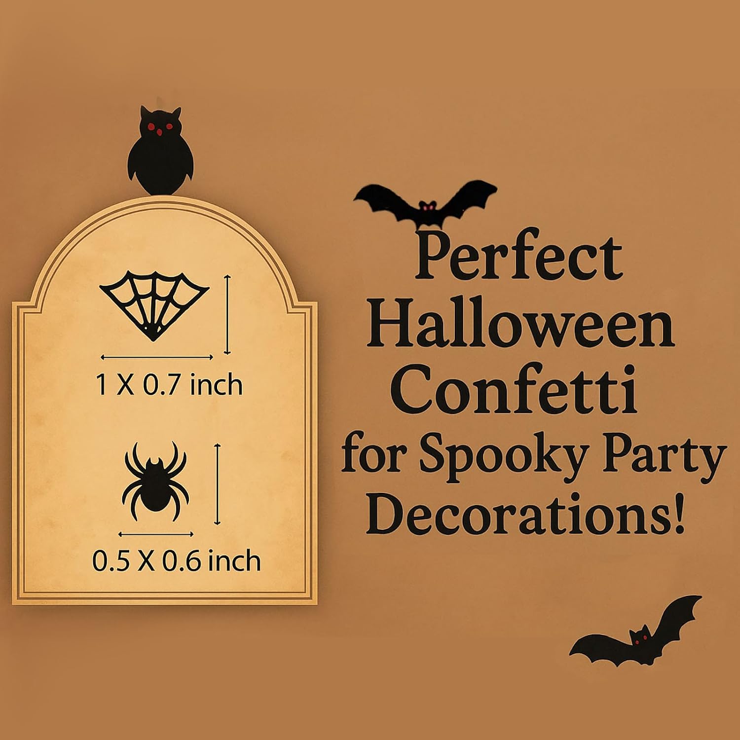 Halloween Black Confetti – 1000PCS 45g Foil Spider & Web Table Scatter – Shiny Black Party Decorations for Halloween, Gothic, Horror & Prank Events