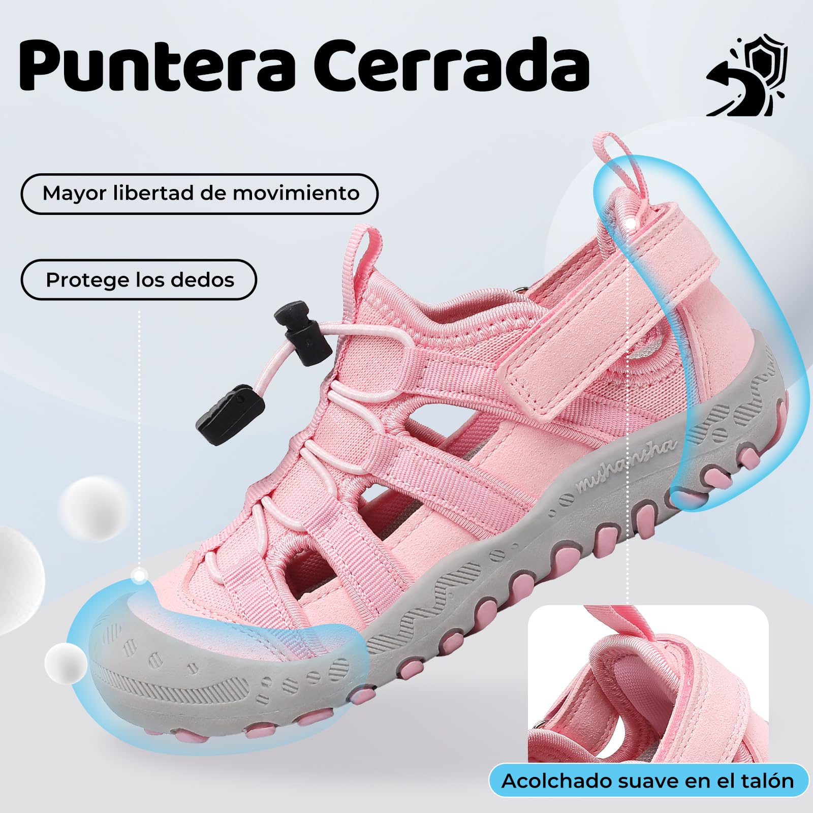 Mishansha Sandalias Deportivas para Niños con Puntera Cerrada Zapatos de Verano para Playa Senderismo Sandalias Tallas 26-38 — view 3