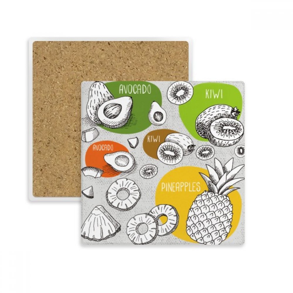 Tasse porte de pierre Ananas Kiwi fini les taches avec ce dessous de verre carré