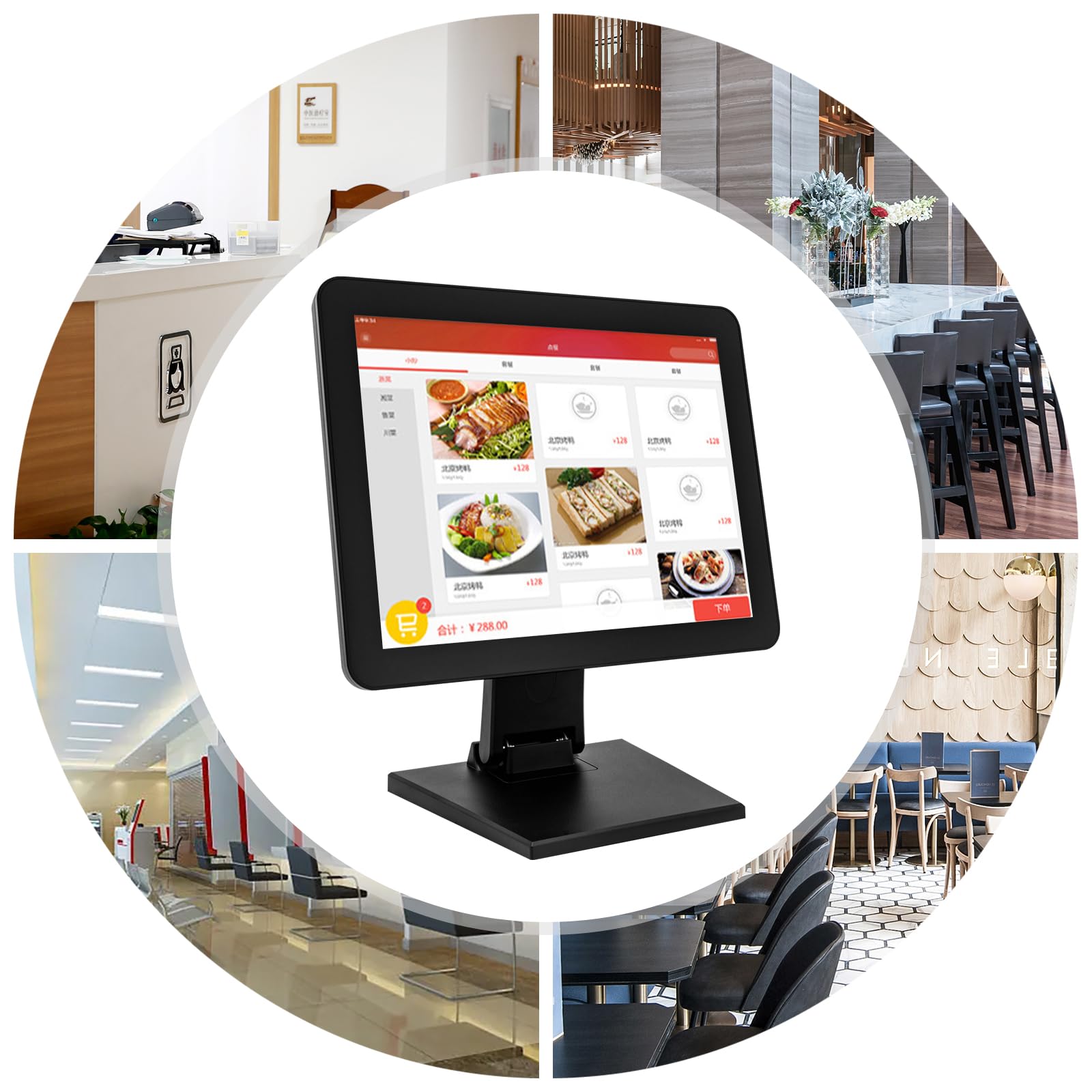 Monitor con supporto touch, di cassa elettronico da 15 pollici, registratore di cassa LCD, display touchscreen per centri commerciali, alberghi, ristoranti, piano di lavoro