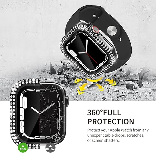 Miniatura 6 de Yolovie Funda impermeable 2 en 1 compatible con Apple Watch de 1.772 pulgadas, protector de pantalla Series 987, para mujer, con diamantes de