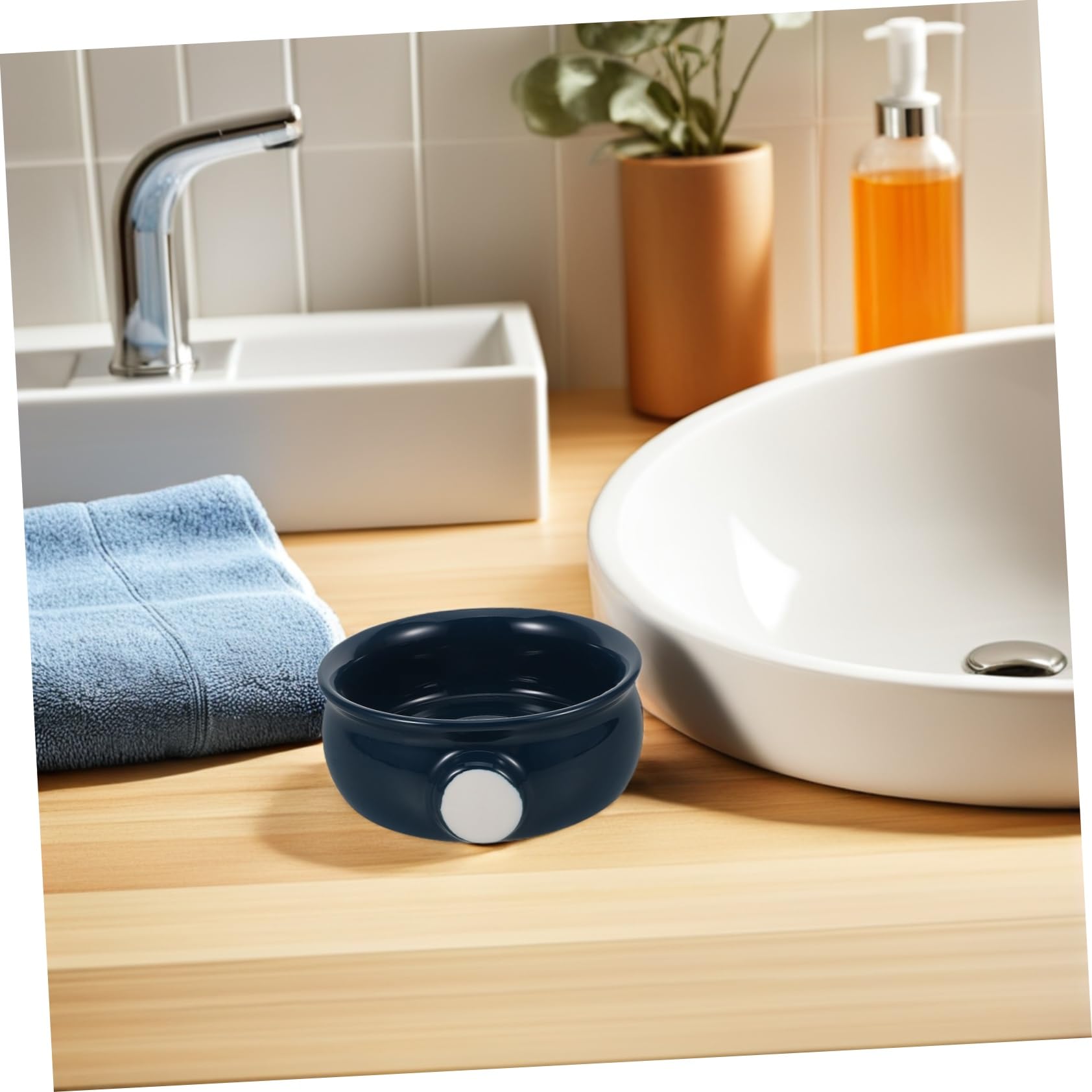FOMIYES Ciotola da Barba in Ceramica Texture Spirale, Uomo | Uso Casa e Viaggio, Formato Portatile, Stile Elegante, per Sapone e Schiuma da Barba