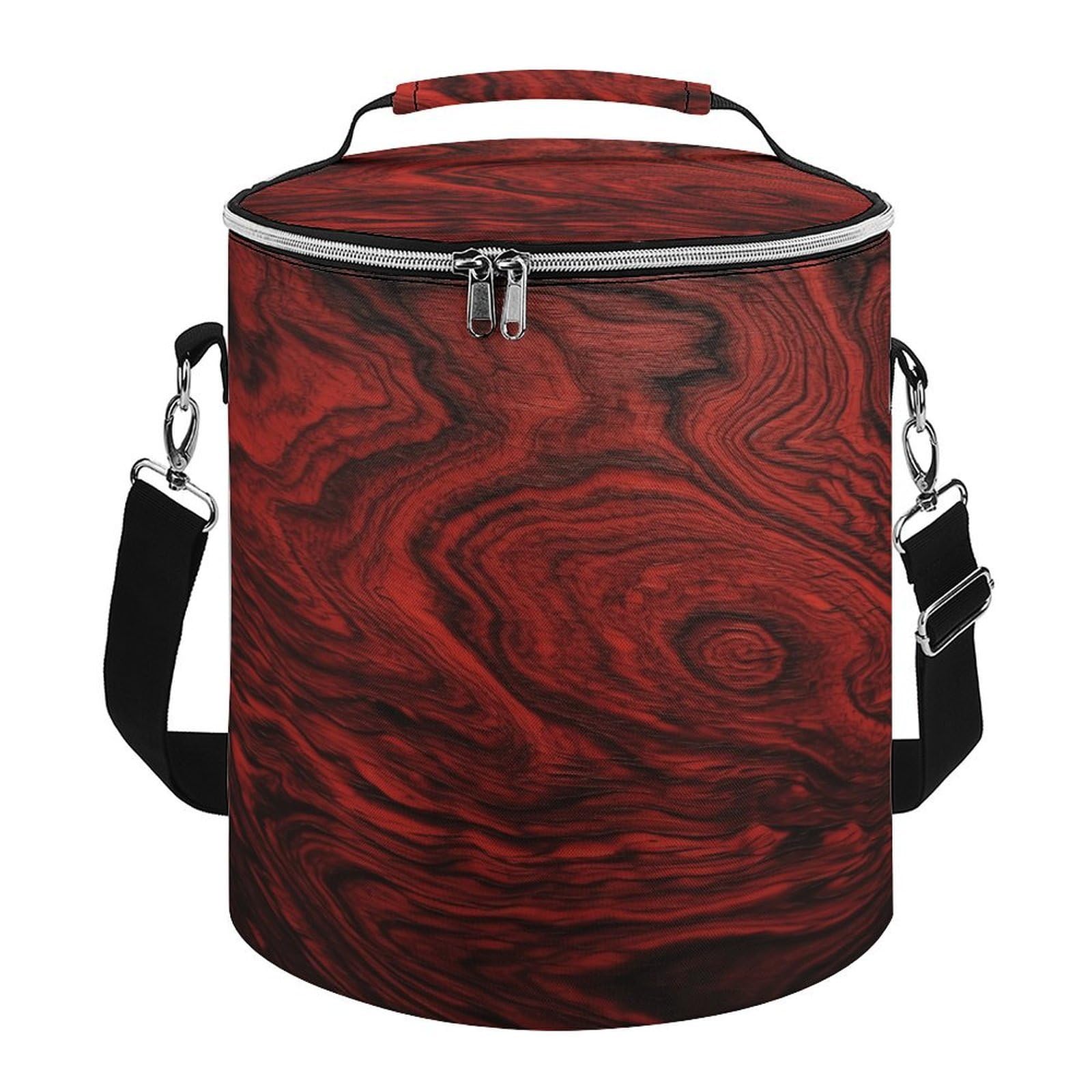 Bolsa térmica suave con patrón rojo, multibolsillo, bolsa de playa aislada a prueba de fugas, enfriador plegable para playa, viajes, trabajo
