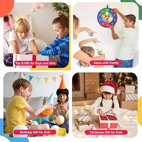 Miniatura 14 de BELLOCHIDDO Tablero de dardos de doble cara para niños, juguetes para niños de 3, 4, 5, 6, 7, 8, 9, 10, 11, 12 años con 12 bolas adhesivas